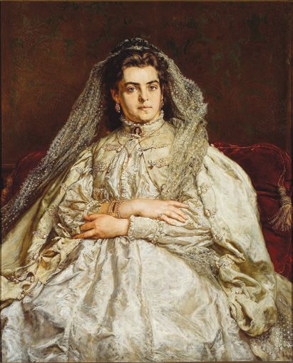 Jan Matejko. Portret żony artysty, Teodory z Giebułtowskich, w sukni ślubnej. Źródło: Wikipedia